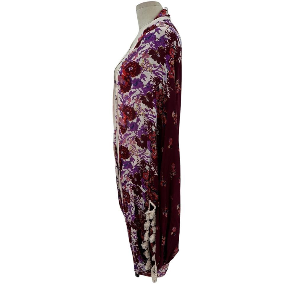 Free People Bali Wrapped In Blooms Shawl Kimono Wrap Berry Combo One‎ Size - Picture 5 of 12
